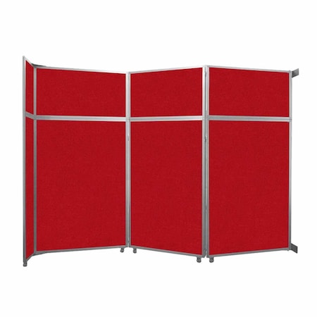 Versare Operable Wall Folding Room Divider 11'9" x 8'5-1/4" Red Fabric 1070327